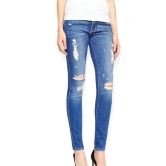 Frame Le Skinny De Jeanne Distressed Jeans in Matteson Wash 25 - Picture 10 of 15